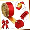 30 Yards Red Wired Flannel Ribbon with Metallic Gold Edge and Gold Backing 2.5 Inches Traditional Red Flannel Wired Christmas Holiday Ribbon for DIY Crafts Garland Home Decor Gift Wrapping Weddings