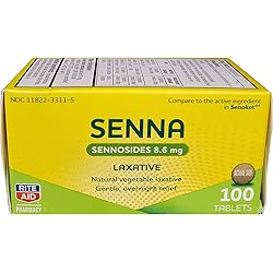 Rite Aid Vegetable Laxative Senna Tablets, 8.6 mg - 100 Count | Natural Laxative | Constipation Relief | Stool Softener | Vegetable Glycerin | Stool Softener with Laxative | Senna Leaves Organic