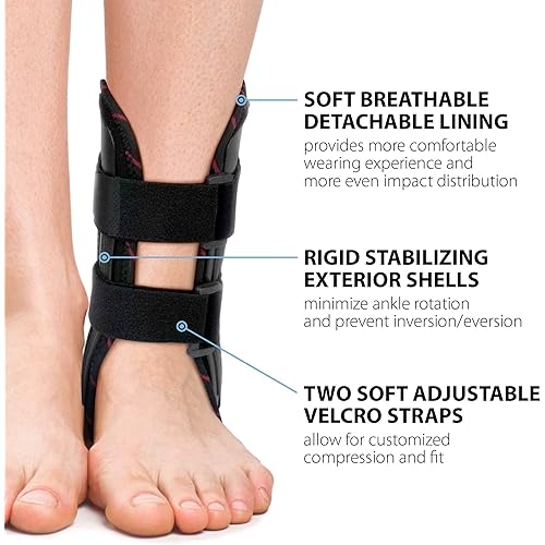 ORTONYX Ankle Stabilizer Brace Stabilizing Stirrup Splint - One Size Fits Most - Black