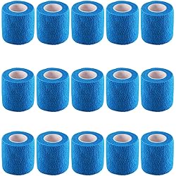 KISEER 15 Pack 2” x 5 Yards Self Adhesive Bandage Breathable Cohesive Bandage Wrap Rolls Elastic Self-Adherent Tape for Stretch Athletic, Sports, Wrist, Ankle Blue