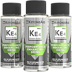 KetoneAid KE4 Pro Ketone Ester Drink | Not a Ketone Salt, No Sugar, No Caffeine | Exogenous D-BHB Ester | 12 Serving Per Bottle 3 Count