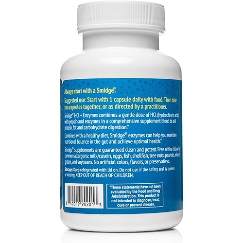Smidge™ HCl Enzymes – Digestion – 120 Capsules