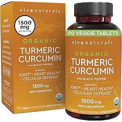Organic Turmeric Curcumin with Black Pepper 1500 mg per Serving - High Potency Curcumin Supplement with 95% Curcuminoids - 90 Tablets for Natural Joint Support with Turmeric Root Powder Extract