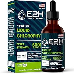 E2H Chlorophyll Liquid Drops - Natural Energy Booster, Immune System Support and Internal Deodorant - Vegan - Gluten Free - Non-GMO - 2 Fl Oz