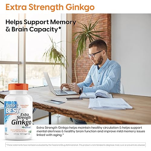 Doctor's Best Extra Strength Ginkgo, Non-GMO, Vegan, Gluten Free, Soy Free, Promotes Mental Function and Memory, 120 mg, 360 Count Pack of 1