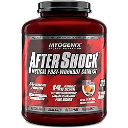Myogenix Aftershock Tactical Post Workout, Unlimited Muscle Growth | Anabolic Whey Protein | Mass Building Carbohydrates | Amino Stack Creatine and Glutamine Plus BCAAs | Orange Avalanche - 5.82 LBS