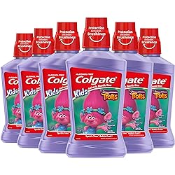 Colgate Kids Anticavity Mouthwash, Trolls, Bubble Fruit for Ages 6 and older - 500 mL, 16.9 fluid ounce 6 Pack
