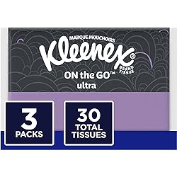 Kleenex Facial Tissues, On-The-Go Slim Pack, Travel Size, 10 Count Pack of 3