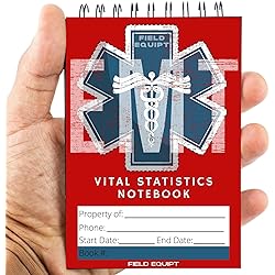 EMT Vital Statistics Notepad - 6 Pack Vitals Notebook For First Responder Note Pad, Medical Paramedic Gear And Supplies. Perfect EMS EMT Gifts
