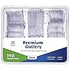 192 Combo Pack] Premium Heavyweight Disposable Clear Plastic Silverware - Cutlery