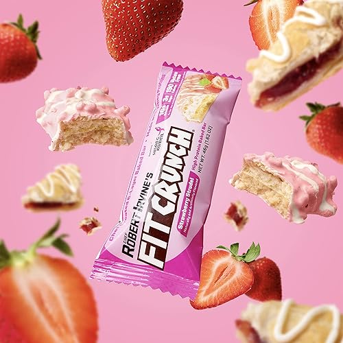 FITCRUNCH Snack Size Protein Bars, Benefiting Susan G. Komen, High Protein, Just 3g of Sugar & Soft Bake Core 9 Snack Size Bars, Strawberry Strudel