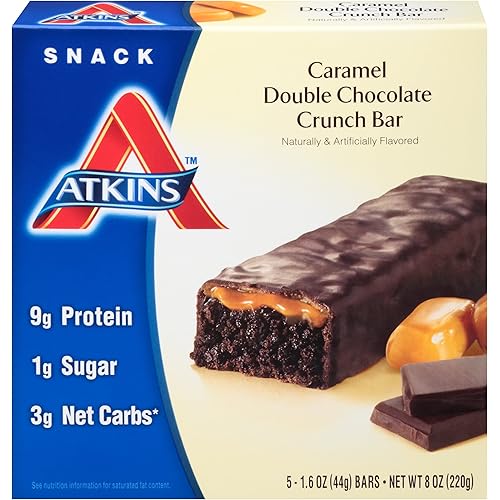 Atkins Caramel Double Chocolate Crunch, 5 Count Pack of 6