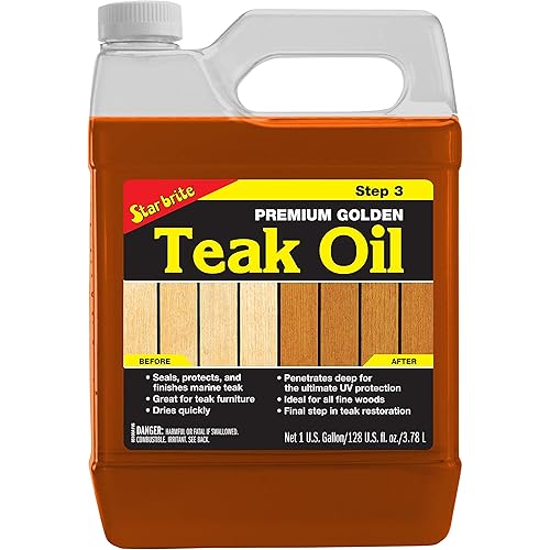 STAR BRITE Premium Golden Teak Oil - Sealer, Preserver, Finish for Outdoor Teak & Other Fine Woods - Step 3 - 1 GAL 085100