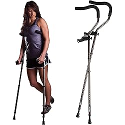 in-Motion Pro Crutches | Foldable | Ergonomic Handles | Spring Assist Technology | Articulating Tips | Size Tall 5'7" - 6'10" | Charcoal Grey