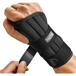FREETOO Wrist Brace for Carpal Tunnel Relief Night Support , Maximum Support Hand Brace with 3 Stays for Women Men , Adjustable Wrist Support Splint for Right Left Hands for Tendonitis, Arthritis , Sprains,Black Right Hand, SM