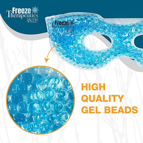 USA Merchant - 2 Redesigned Therapeutic Spa Gel Bead Eye Masks - HotCold Reusable Ice Packs with Flexible Beads - Compress Therapy for Puffy Eyes, Dark Circles, Headaches, Migraines, Stress Relief