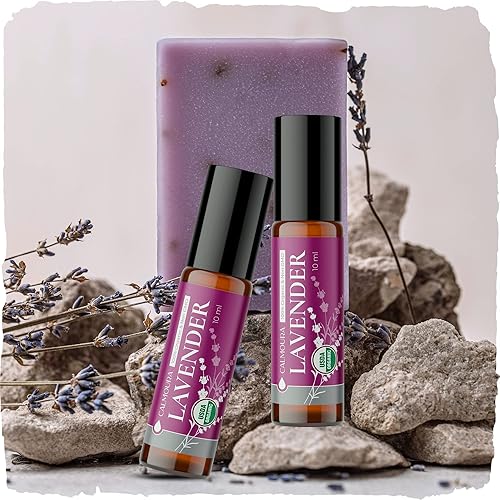 Organic Lavender Roll On Essential Oil - 10 ml 0.3 oz 2 Pack — 100% Pure, Therapeutic Grade — for Skin, Massage Therapy, Relaxation, Aromatherapy Chakra Balancing, Hair Care