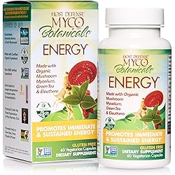 Host Defense, MycoBotanicals Energy Capsules, Promotes Immediate and Sustained Energy, Mushroom Supplement, 60 Capsules, Unflavored