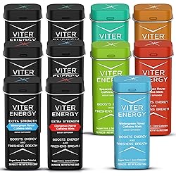Viter Energy Original 40mg Caffeine Mints and Extra Strength 80mg Caffeine Mints Variety Packs Bundle - Caffeine, B Vitamins, Sugar Free, Vegan, Powerful Energy Booster for Focus and Alertness