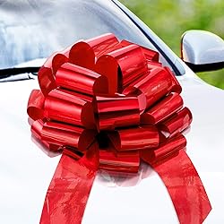 Zoe Deco Big Car Bow Red, 18 inch, Gift Bows, Giant Bow for Car, Birthday Bow, Huge Car Bow, Car Bows, Big Red Bow, Bow for Gifts, Christmas Bows for Cars, Gift Wrapping, Big Gift Bow