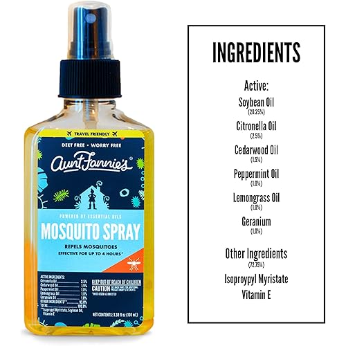 Aunt Fannie's Mosquito Spray with Essential Oils, 3.38 Fl Oz