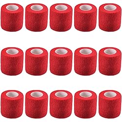 KISEER 15 Pack 2” x 5 Yards Self Adhesive Bandage Breathable Cohesive Bandage Wrap Rolls Elastic Self-Adherent Tape for Stretch Athletic, Sports, Wrist, Ankle Red