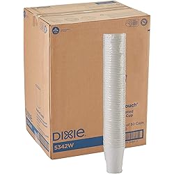 Dixie PerfecTouch 12 oz. Insulated Paper Hot Coffee Cup by GP PRO Georgia-Pacific, White, 5342W, 1,000 Count 50 Cups Per Pack, 20 Sleeves Per Case