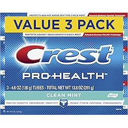 Crest Pro-Health Smooth Formula Toothpaste, Clean Mint, 4.6 oz, Pack of 3 Packaging May Vary