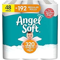 Angel Soft® Toilet Paper, 48 Mega Rolls = 192 Regular Rolls, 2-Ply Bath Tissue