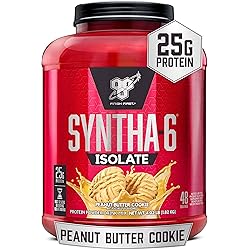 BSN SYNTHA-6 Isolate Protein Powder, Peanut Butter Protein Powder with Whey Protein Isolate, Milk Protein Isolate, Flavor: Peanut Butter Cookie, 48 Servings