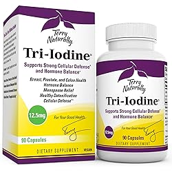 Terry Naturally Tri-Iodine 12.5 mg - 12500 mcg Iodine, 90 Vegan Capsules - Supports Hormone Balance, Promotes Breast & Prostate Health - Non-GMO, Gluten-Free, Kosher - 90 Servings