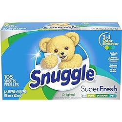 Snuggle Plus Super Fresh Fabric Softener Dryer Sheets with Static Control and Odor Eliminating Technology, 105 Count Packaging May Vary, EverFresh