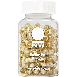 Ritual Prenatal Vitamins: Folate & Choline for Neural Tube Support, Omega-3 DHA for Fetal Brain Development, Iron, Calcium-Helper D3 & K2, Non-GMO, Citrus Essenced, 30 Day Supply, 60 Vegan Capsules