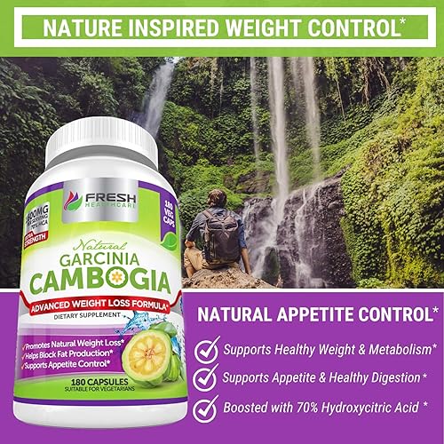 100% Pure Garcinia Cambogia Extract All Natural Appetite Suppressant & Weight Management for Women & Men Potent 70% HCA Formula for Rapid Fat Loss
