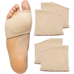 ZenToes Metatarsal Pads for Men and Women - Ball of Foot Pain Relief Cushions for Sesamoiditis, Metatarsalgia, Morton's Neuroma - 2 Pairs Fabric Sleeves with Gel Inserts Medium, Beige