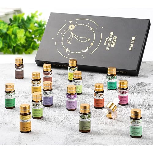 PHATOIL 15 x 5ml Pure Essential Oil Set and 9 x 10ml Fruity Essential Oil Gift Set for Diffusers for Home