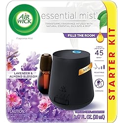 Air Wick Essential Mist, Essential Oil Diffuser, Diffuser 1 Refill, Lavender and Almond Blossom, Air Freshener, 2 Piece Set Device May Vary