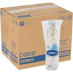 Georgia-Pacific Dixie PerfecTouch 5338DX WiseSize Coffee Dreams Insulated Paper Cup, 8oz Capacity Case of 20 Sleeves, 25 per Sleeve