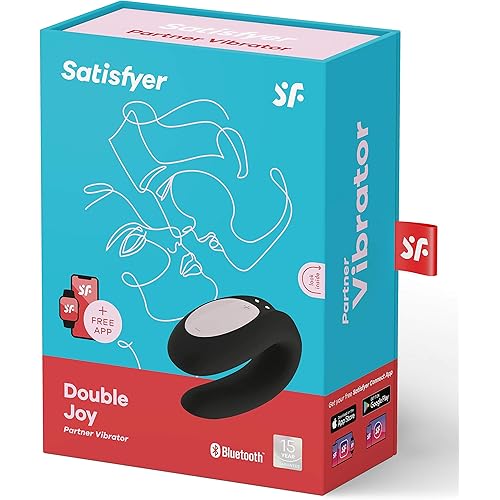 Satisfyer Double Joy Couples Vibrator with App Control - G-Spot and Clitoral Stimulation, Partner Toy, U-Shape, Wearable During Sex - Compatible with Satisfyer App, Waterproof, Rechargeable Black