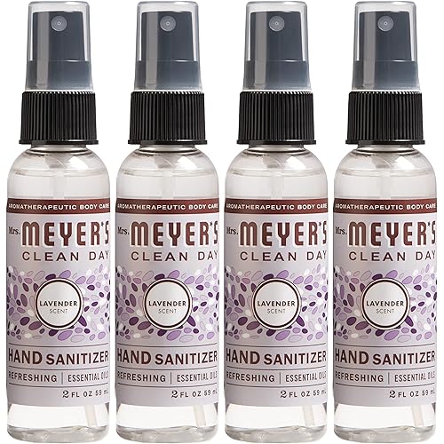 Mrs. Meyer's Antibacterial Hand Sanitizer Spray, Travel Size, Removes 99.9% of Bacteria, Lavender Scent, 2 oz - Pack of 4