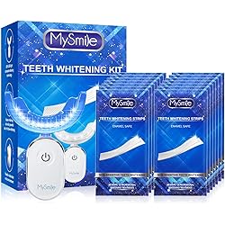 MySmile Teeth Whitening Kit with led Light, 14X Teeth Whitening Strips for Teeth Sensitive, 10 Min Fast Whitening Teeth, Helps to Remove Stains from Coffee, Smoking, Wines1Pcs Light 14Sets Strips
