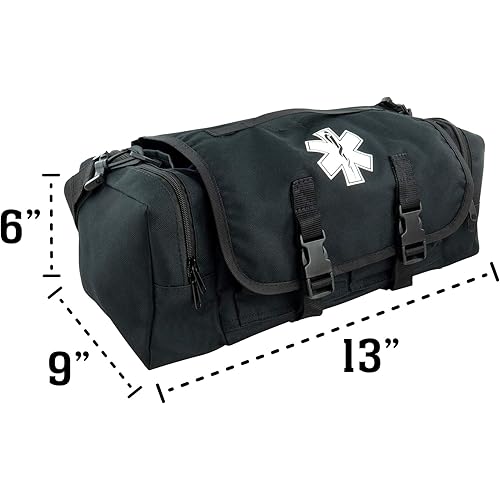 LINE2design Emergency Fire First Responder Kit - Fully Stocked EMS Supplies First Aid Rescue Trauma Bag - EMS EMT Paramedic Complete Lifeguard Medical Supplies for Natural Disasters – Blacks