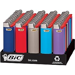 BIC Classic Lighter, Assorted Colors, 50-Count Tray, Up to 2x the Lights Assortment of Colors May Vary