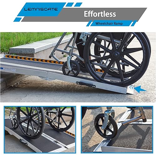 LEMNISCATE Wheelchair Ramp 6FT, Portable Wheelchair Ramp for Home, Lightweight Aluminum Ramp for Steps, Non-Skid Threshold Ramp for Doorways, Curbs, Foldable Mobility Scooter Ramp