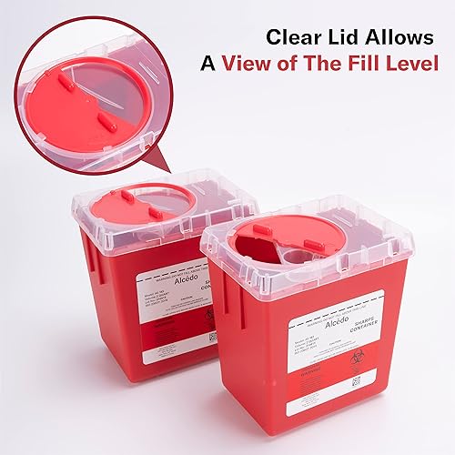 Alcedo Sharps Container for Home and Professional Use 2 Quart 3-Pack, Biohazard Needle and Syringe Disposal, Medical Grade