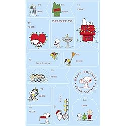 Graphique Peanuts Gift Labels | 52 Self-Adhesive Christmas Stickers | 13 Designs with Red Foil Accents | to and from Names | for Holiday Wrapping Paper & Gift Bags