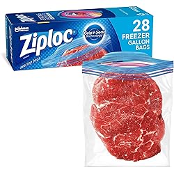Ziploc Gallon Food Storage Freezer Bags, Grip 'n Seal Technology for Easier Grip, Open, and Close, 28 Count