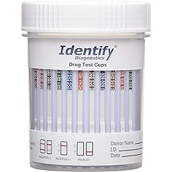 5 Pack Identify Diagnostics 12 Panel Drug Test Cup with BUP - Testing Instantly for 12 Different Drugs THC50, COC, OXY, MDMA, BUP, MOP, AMP, BAR, BZO, MET, MTD, PCP ID-CP12-BUP 5
