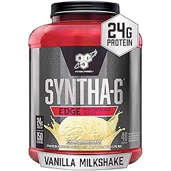 BSN SYNTHA-6 Edge Protein Powder, Vanilla Protein Powder with Hydrolyzed Whey, Micellar Casein, Milk Protein Isolate, Low Sugar, 24g Protein, Vanilla Milkshake, 48 Servings