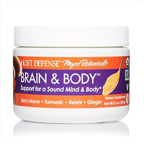 Host Defense, MycoBotanicals Brain & Body Powder, Support for Brain, Heart and Digestive Health, Mushroom Supplement, Plain, 3.5 oz